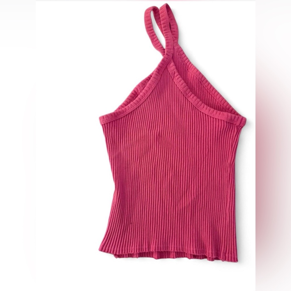 ANTHROPOLOGIE T.La pink/coral SLEEVELESS RIBBED HALTER TANK size small - Picture 2 of 4
